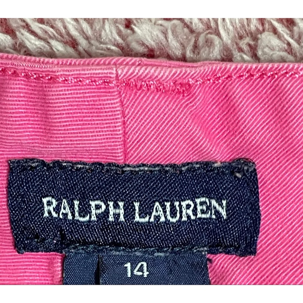 Girls Ralph Lauren Pink Classic Polo Chino Shorts Size 14 Y2K